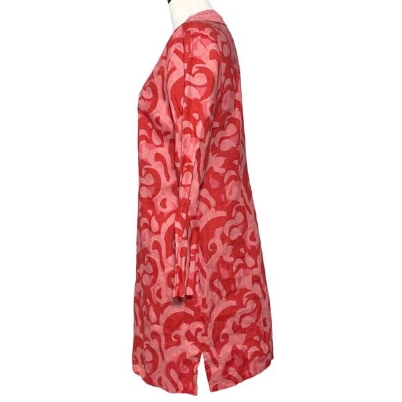 Sail to Sable Linen Tunic Dress in Salmon Color Print SZ M - Picture 4 of 8